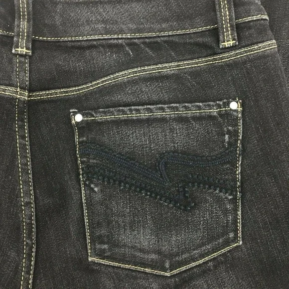 White House Black Market WHBM Women's Blanc Boot Leg Jeans Size 4 Black Raw Hem - Picture 4 of 7